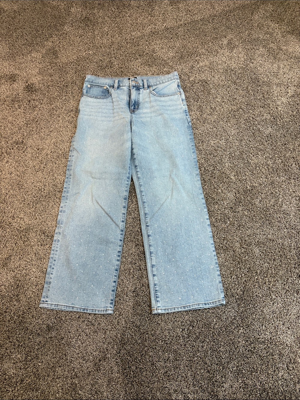LOFT Light Blue Wide-Leg Jeans with Sparkle Detail
